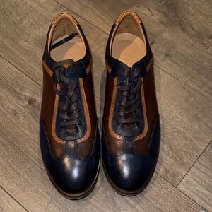 New Sepol Princeton men's leather sneaker in navy and brown size - 45